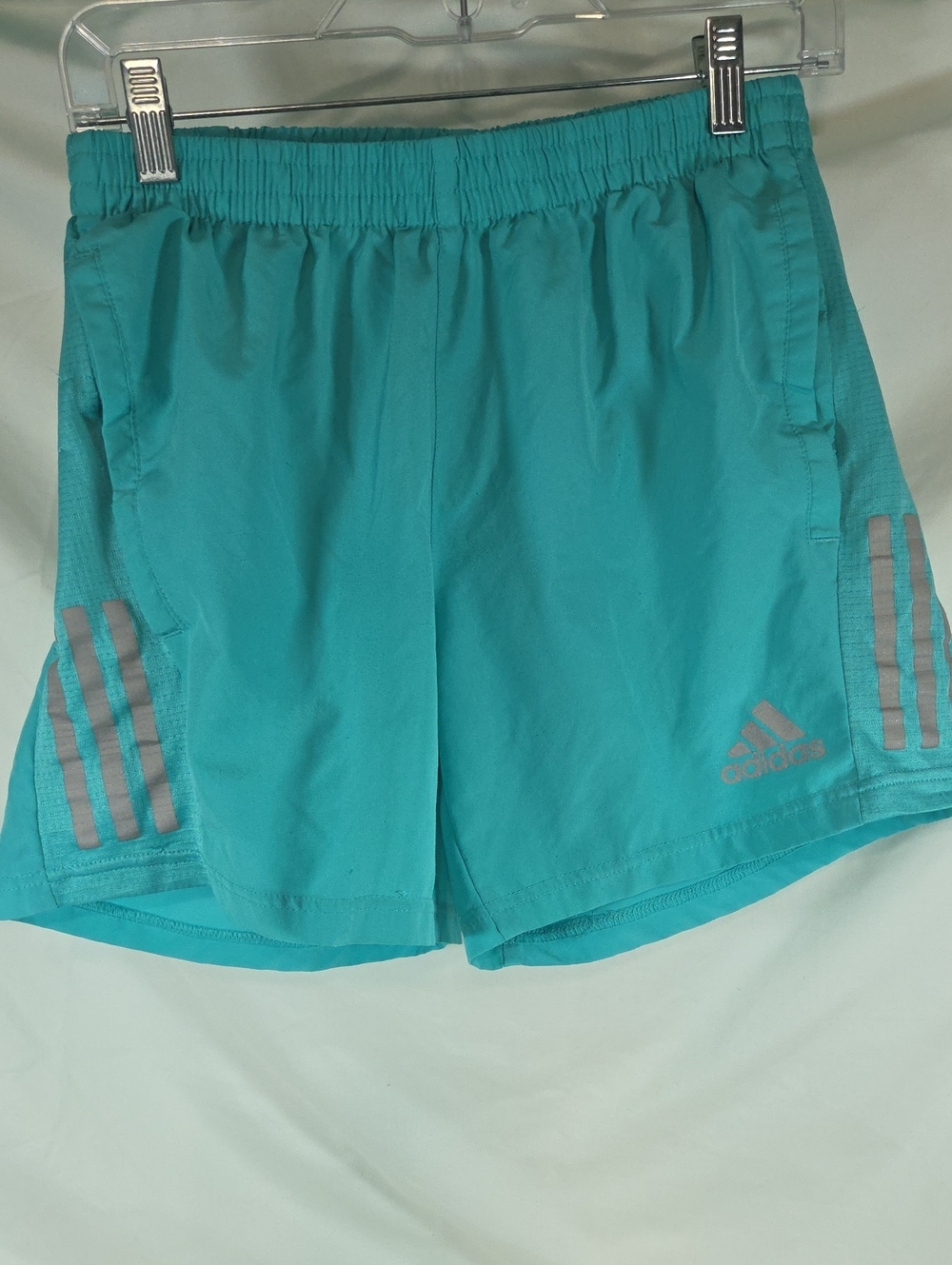 adidas Teal Athletic Running Shorts with Reflective Stripes